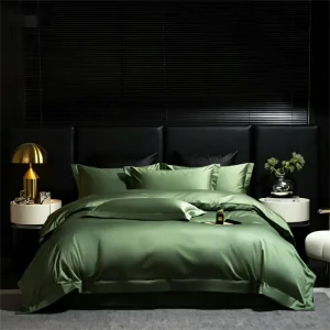 High Quality Solid Color Home Textiles Green Bed Sheet 4 Pcs Duvet Cover 100S Long Staple Cotton Comforter Cover Bedding Set