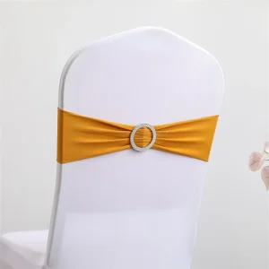 High Quality Solid Color Spandex Chair Sashes Elastic Chair Bands With Buckle for Party Wedding Decorative