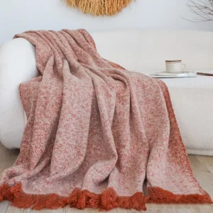 High Quality Solid Color Tassel Blankets Throws Knitted Throw Blankets for Winter