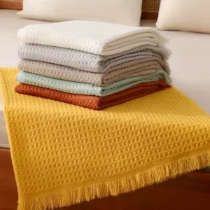 High Quality Solid Color Waffle Blanket Sofa Knitted Air Conditioning Throw Blanket Luxury Bedding