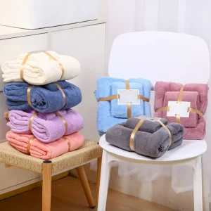 High Quality Super Soft Coral Fleece Microfiber Bath Towels Sets for Bathroom