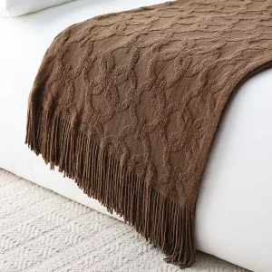 High Quality Tassel Knitted Air Conditioning Sofa Blanket Cover Soft Skin Friendly Luxury Throw Blanket