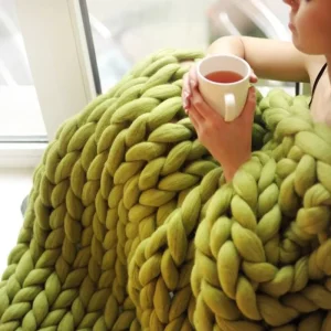 High Quality Thick Warm Cozy 100% Cotton Handmade Weighted Knitted Chunky Knit Blanket