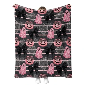 High Quality Ultra Soft Halloween Theme Bow Cute Plush Blanket Custom Printing Sofa Couch Throws Bed Blankets