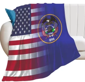 High Quality Utah State Us Flag Personalized Custom Flag Fashion Flannel Sofa Blanket Household Blanket for All Seasons