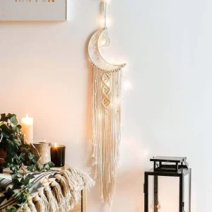 High Quality Vintage Bohemian Moon Dreamcatcher Tapestry Handicraft Woven Macrame Fabric Wall Hanging for Home Decor