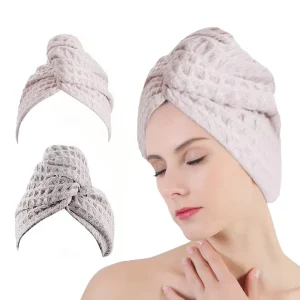 High Quality Waffle Hair Turban Sustainable Hair Towel Quick Drying Soft Turban Waffle Microfiber Dry Hair Towel