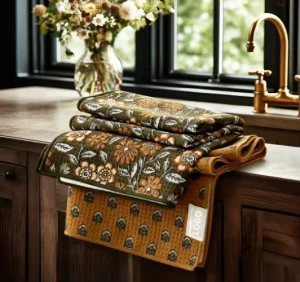 High Quality Waffle Weave Microfiber Kitchen Dish Tea Towel Custom Logo Printed Free Cleaning Cloth