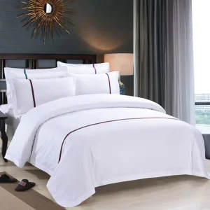 High Quality White Hotel 100% Cotton Bedsheets Bedding Sets