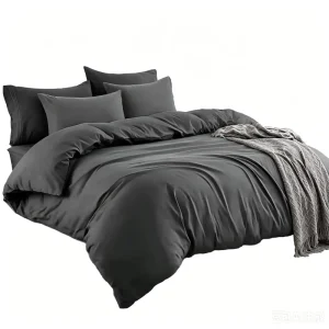 High Quality Woven Solid Polyester 3 Piece Duvet Cover Set Soft Breathable Wrinkle Resistant Easy Care for Home Hotel Bedroom