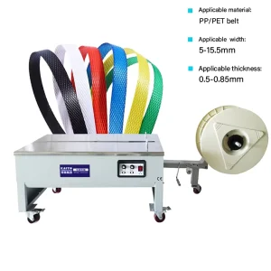 High Speed Semi Automatic Carton Strapping Machine Movable Strap Reel Holder Low Noise PP Band Packaging Machine for
