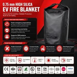 High Temperature Resistant Car Fire Blanket 1200 Celsius EV Battery Fire Isolation Factory Direct