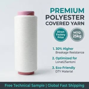 High Tenacity Eco-Friendly Anti-Pilling Polyester Spandex Covered Yarn-Dyed Zero-Knot Quality for Seamless Technical Textiles