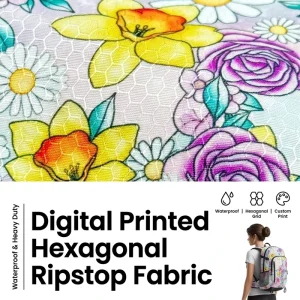 High Tensile Hexagonal Custom Fabric Printing Ripstop Waterproof Material Polyester Rip Stop Fabric for Technical Backpacks