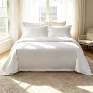 High Thread Count 100% Cotton Sateen 4pcs BedSheet Set 60s Solid White Reactive Printed