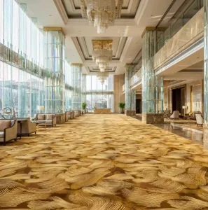 High Traffic 80 Wool 20 Nylon Axminster Hotel Carpet Customized Abstract Printed Wall to Wall Banquet Hall Floor Rug