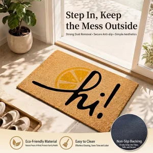 High Traffic Commercial Faux Coir Welcome Door Mat Non-slip PVC Backed Waterproof Dirt Trapper Entrance Rug for Office Store