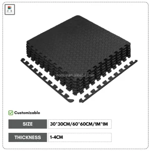 High density Black EVA Foam Exercise Jigsaw Puzzle Mat Waterproof Eco Friendly Anti slip Interlocking 60*60cm for Fitness