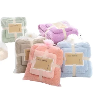 High density Coral Fleece Bath Towels for Men and Women Home Use Child Proof 2 Piece Set