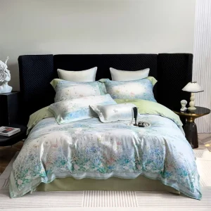 High end 60 count for Bedding Four piece Set Soft Floral patterned Four season Duvet Cover Bed Sheets Cool feel Light luxury