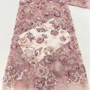 High end Beaded Tube Embroidery Wedding Dress Fabric Mesh Embroidered Lace