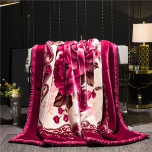 High end Gift Silk Blanket Wedding Blanket Double layer Thick Raschel Blanket