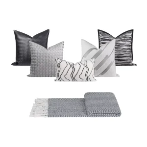 High-end Hotel Collection Italian Light Luxury Black White Gray Square Living Room Pillow Geometric Character Pattern Memory