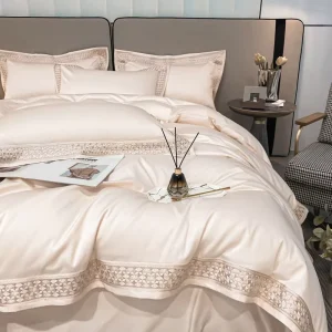 High end Pima Cotton Equestrian Style Four Piece Bedding Set 100% Pure Cotton Solid Color Customizable Four Season Bed Sheet