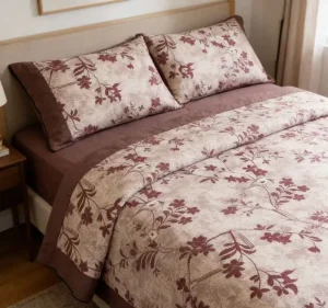 High end Simple Comfortable Tassel Four piece Bedding Set Delicate Florals 600TC Cotton Home Use