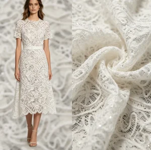 High end Woven Cord Embroidery Lace Fabric for Wedding Dresses Girls’ Beaded Tubes Ghana Sequins Factory Direct