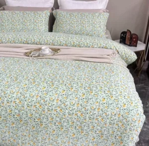 High-quality Breathable Summer 4-Piece Duvet Cover Set King 600TC Polyester/Cotton Floral Plant Jacquard Rustic Style Home