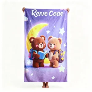 High quality Cartoon style Bamboo Cotton Microfiber Adult Rectangular Shawl Bath Towel Sand proof Beach Towel Customizable