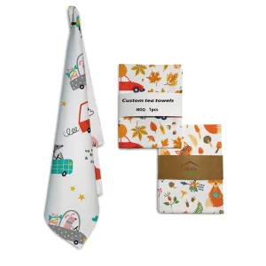 High-quality Digitally Printed Floral Cotton Linen Kitchen Dish Towels Tea Towels Customizable Your Own Designs Eco-Friendly