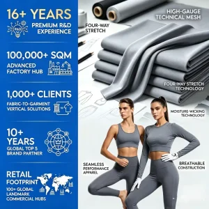 High quality Double Faced Stretch Nylon PA66 62% Spandex 38% 190GSM Fabric Heat Insulation Skin Friendly for Long Sleeve