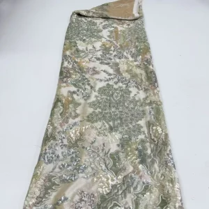 High quality Eco Friendly Breathable Sequin Embroidery Multi colored Velvet Lace Fabric for Wedding Dresses 100% Polyester
