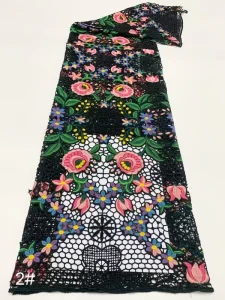 High quality Gui Chun Rope Lace Fabric Embroidered Lace Fabric 3D African Swiss Gui Chun Lace Fabric Water soluble Party Lace