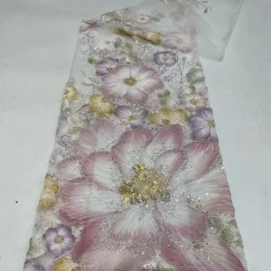 High quality Laser cut Embroidered Fabric with Sequins and Beads Unique Patterned Clothing Accessory Fabric