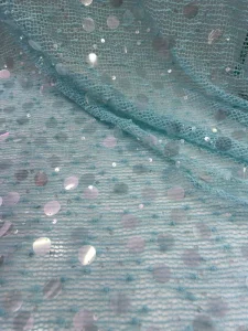High quality Sheer Glitter Mesh Waterproof Fabric with Shiny Polka Dots for Women’s Wedding Dresses