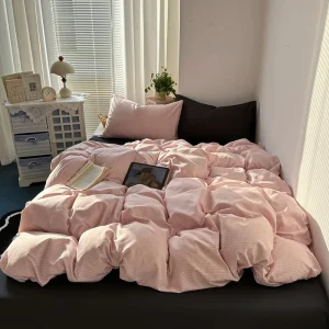 High-quality Thick Washed Cotton Blend Four-piece Set Bed Sheets Pillowcases Duvet Covers Set