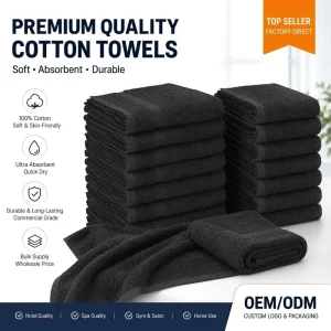 Highly Absorbent Towel Manufacturer Hand Gym Beauty Hair Spa Home Hair Care 100% Cotton Thick Grey Black Towels Salon Towels