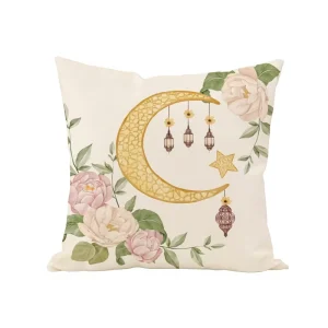 Holiday Gift Eid Mubarak Decorative Cushion Cover Modern Moon Print Lumbar Pillowcase for Sofa Bedroom Living Room