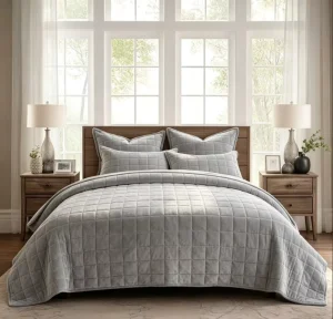 Holland Velvet Puffy Duvet Cover 5x5cm Stitched Polyester Filling All Season Modern Solid Pattern Durable Breathable