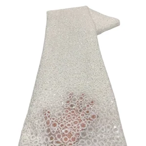 Hollowed-out polka dot texture mesh fabric with sequin embroidery and cord details for dresses cheongsams performance costumes