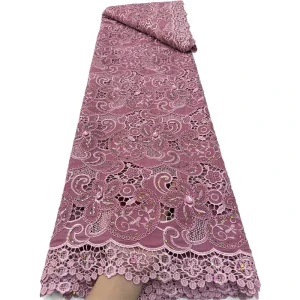 Hollowed-out water-soluble rhinestone embroidered lace fabric European and American bridal wedding dress fashion material