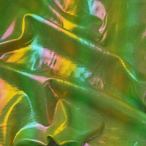 Hologram Rainbow Metallic Shiny Solid Holographic Fabric