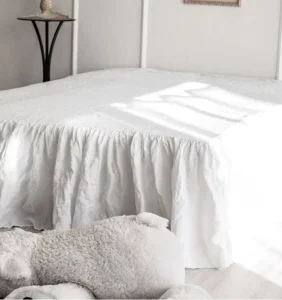 Home Bed Skirt 100% Linen Fabric Support Custom Hotel Bed Cover Ruffle Bed Skirt Custom Bedding Set Sheet