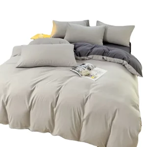 Home Comforter Bedding 3pcs Duvet Cover Set Flat 100%Cotton Solid Folded Hospital Hotel Japan Style Sanding AB Side
