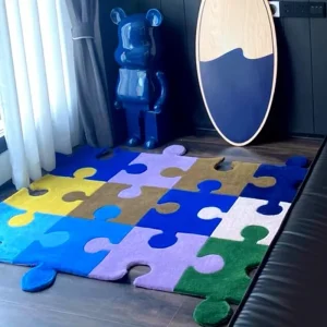 Home Decor 3D Hand Tufted Machine Made Puzzle Rug Carpet Tiles for Wall or Floor Art