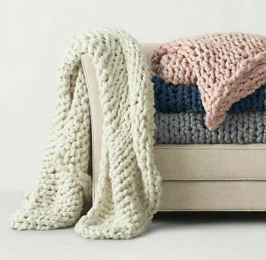 Home Decor Giant Yarn Bohemian Throw Hand Cable Crochet Chunky Knitted Braided Blanket Sensory Weighted Blanket