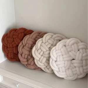 Home Decor Office Sofa Decoration Soft Velvet Knot Ball Pillow Hand Made Decorative Pillows